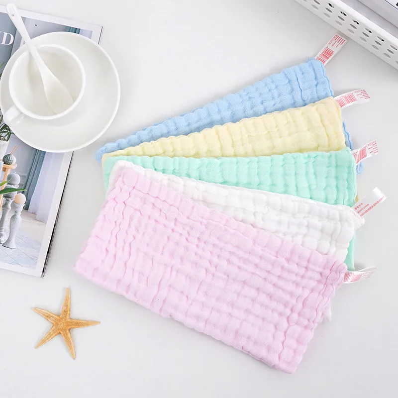 30x30cm Baby Solid Color Soft Pure Cotton Burp Cloths 6 Layers Newborn Infants Washing Face Towels Kids