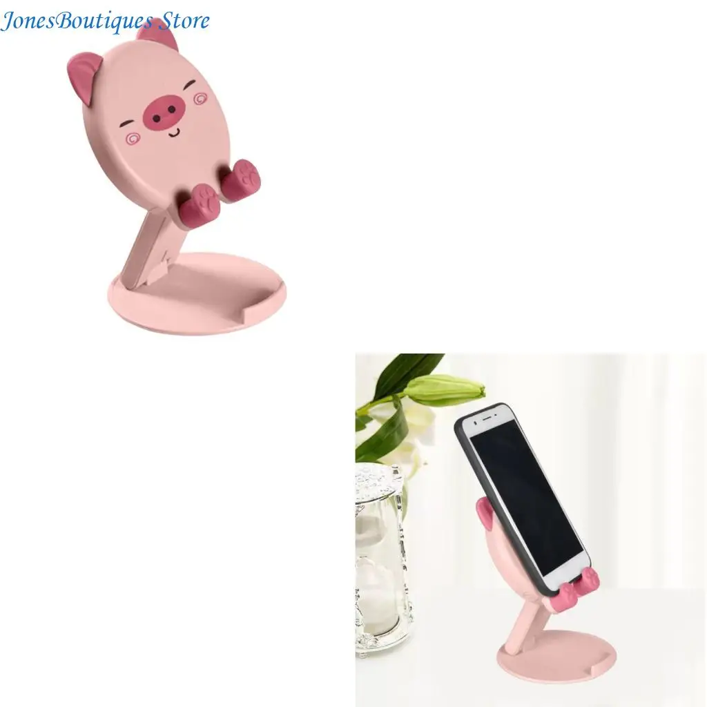 

Adorable Cartoon Plastic Phone Holder Foldable Multiple Device Support Stable Desktop Organizers for Travel W8KE