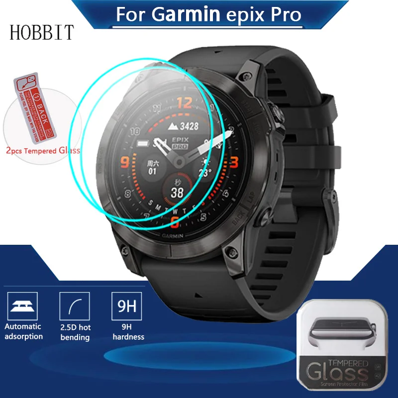 2PCS 2.5D 9H Tempered Glass For Garmin Epix Pro 42mm 47mm 51mm Smartwatch Screen Protector Film HD Clear Protective Cover Glass