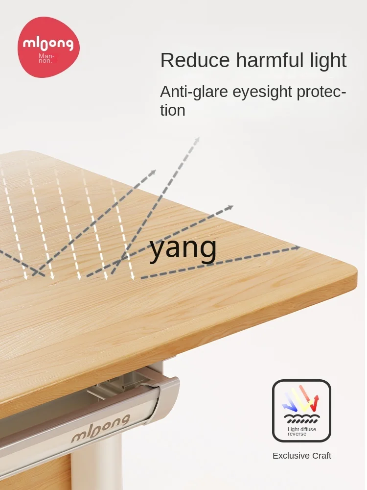 CX-Bureau d'étude pour enfants en bois massif, écriture domestique, table élévatrice et chaise à commande manuelle