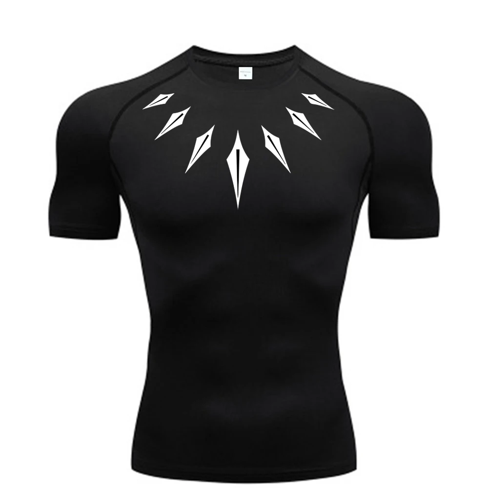 Men's animated compression T-shirt, running tight sports T-shirt, gym, sports training, quick drying T-shirt, summer T-shirt