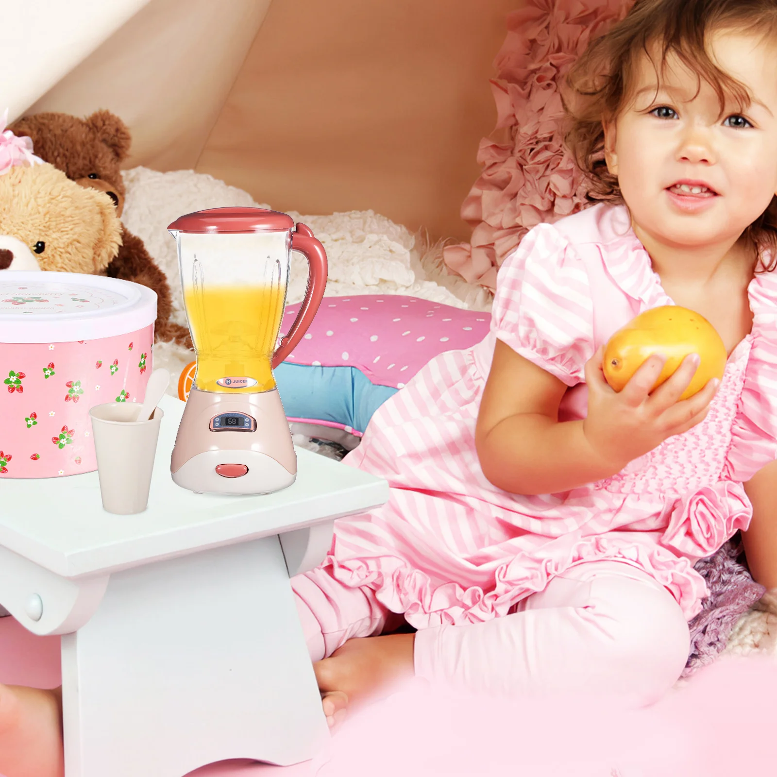 Pequeños electrodomésticos, licuadora de juguete para niños, diseño compacto y realista, plástico seguro y resistente, fácil de operar, juego de cocina de simulación