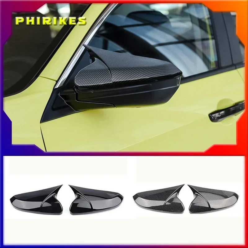

Fit For Honda Civic 10th 2016 2017 2018 Side Rearview Mirror Caps Black Wing Mirror Cover Car accessories