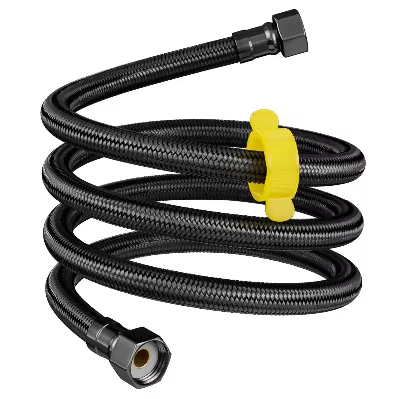 20/40/60/80/100/150/200CM G1/2 Black Nylon Water Inlet Hose Flexible Braided Kitchen Bathroom Toilet Faucet Connection Pipe
