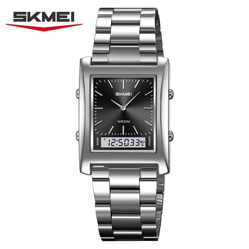 

SKMEI 2571 New Dual Display Compact Square Men's Electronic Watch Waterproof Multi functional Business Men's Watch reloj hombre
