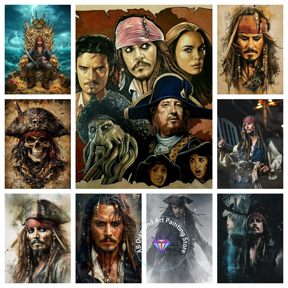 

Pirates of the Caribbean AB Diamond Painting Kit 5D DIY Diamond Embroidery Cross Stitch Handmade Art Gift Crafts Home Decor Gift