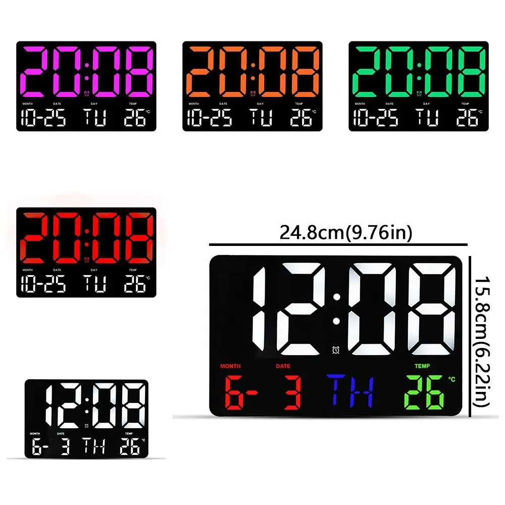 Picture 7: Large Screen Display LED Digital Wall Clock Date Display Temperature Display Electronic Alarm Clock Brightness Adjustment