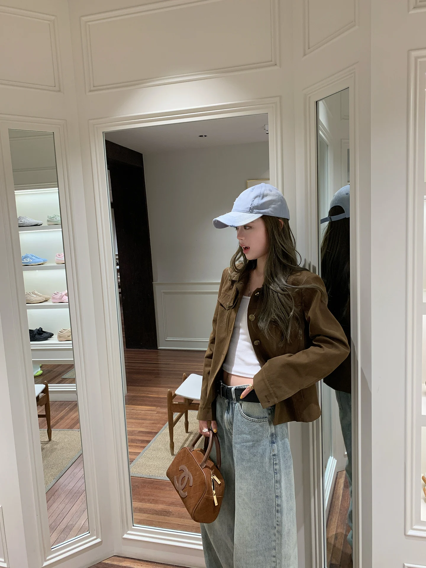 

Yoyozizhi Ретро-куртка в американском стиле с воротником, женская повседневная коричневая короткая верхняя одежда, новинка осеннего сезона, модная женская модель