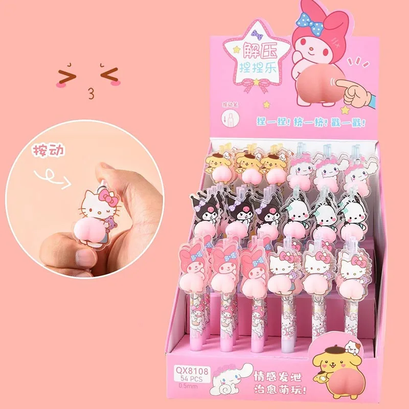 

36pcs/lot Sanrio Melody Kuromi Pochacco Butt Gel Pen Cute 0.5mm Black Ink Neutral Pens Promotional Gift Office School Supplies