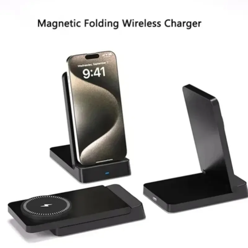 

Foldable Magnetic Wireless Charger Desktop Phone Holder Stand Fast Charging Station For Magsafe iPhone 17 16 15 14 13 Pro Max 11