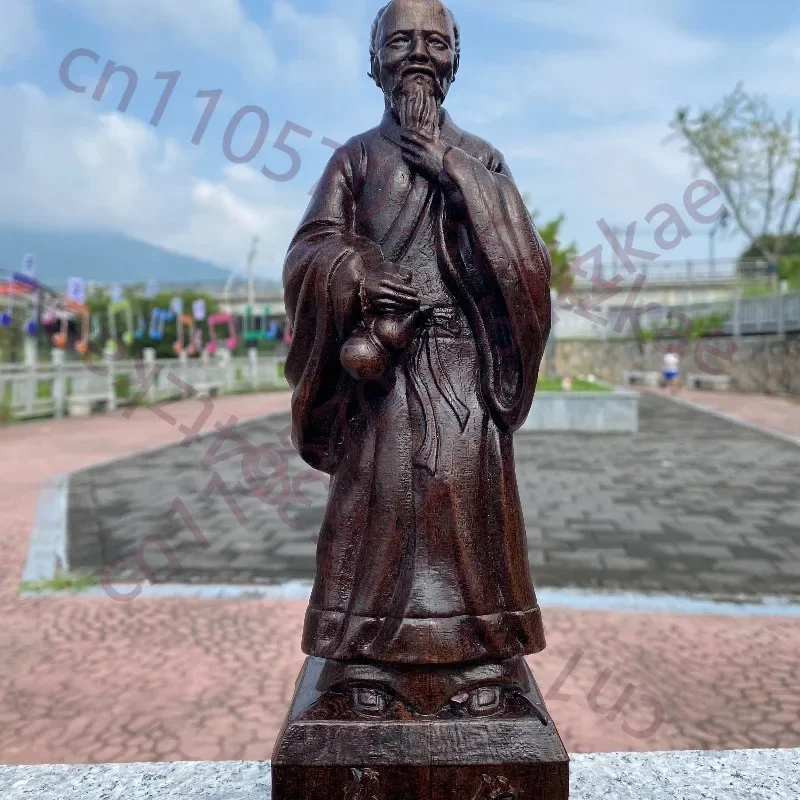 Hand-Carved Agarwood Huatuo Statue - 10.6