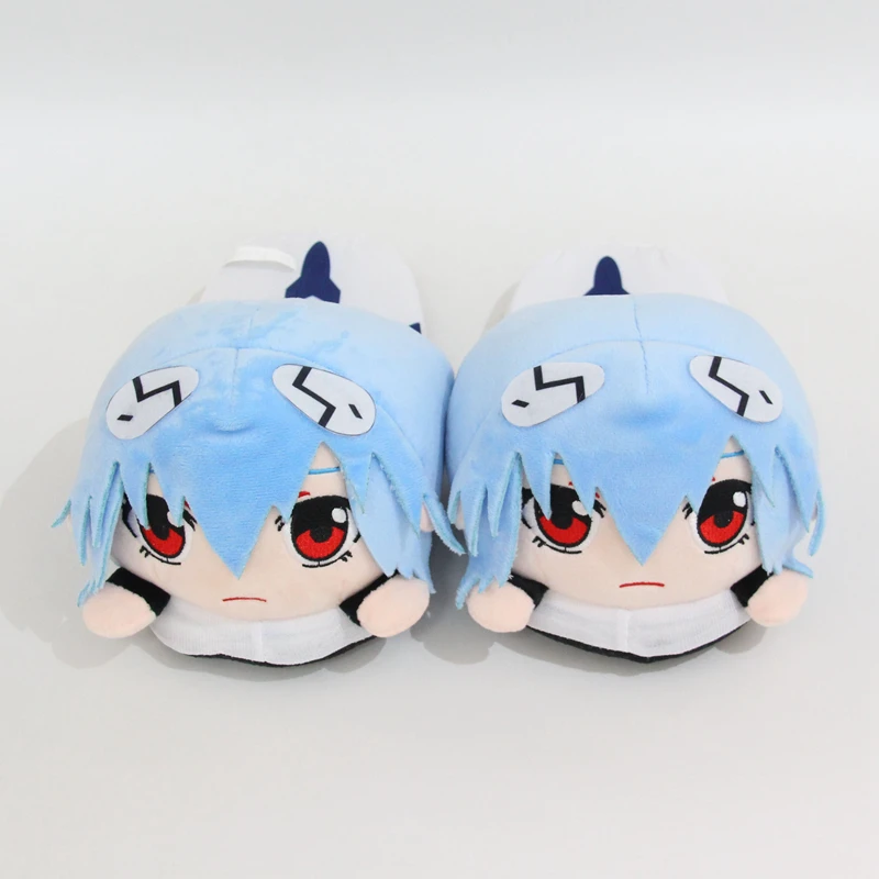 Winter Warm Cotton Slippers New Warrior Ayanami Rei Plush Slippers Cute Game Home Boys and Girls