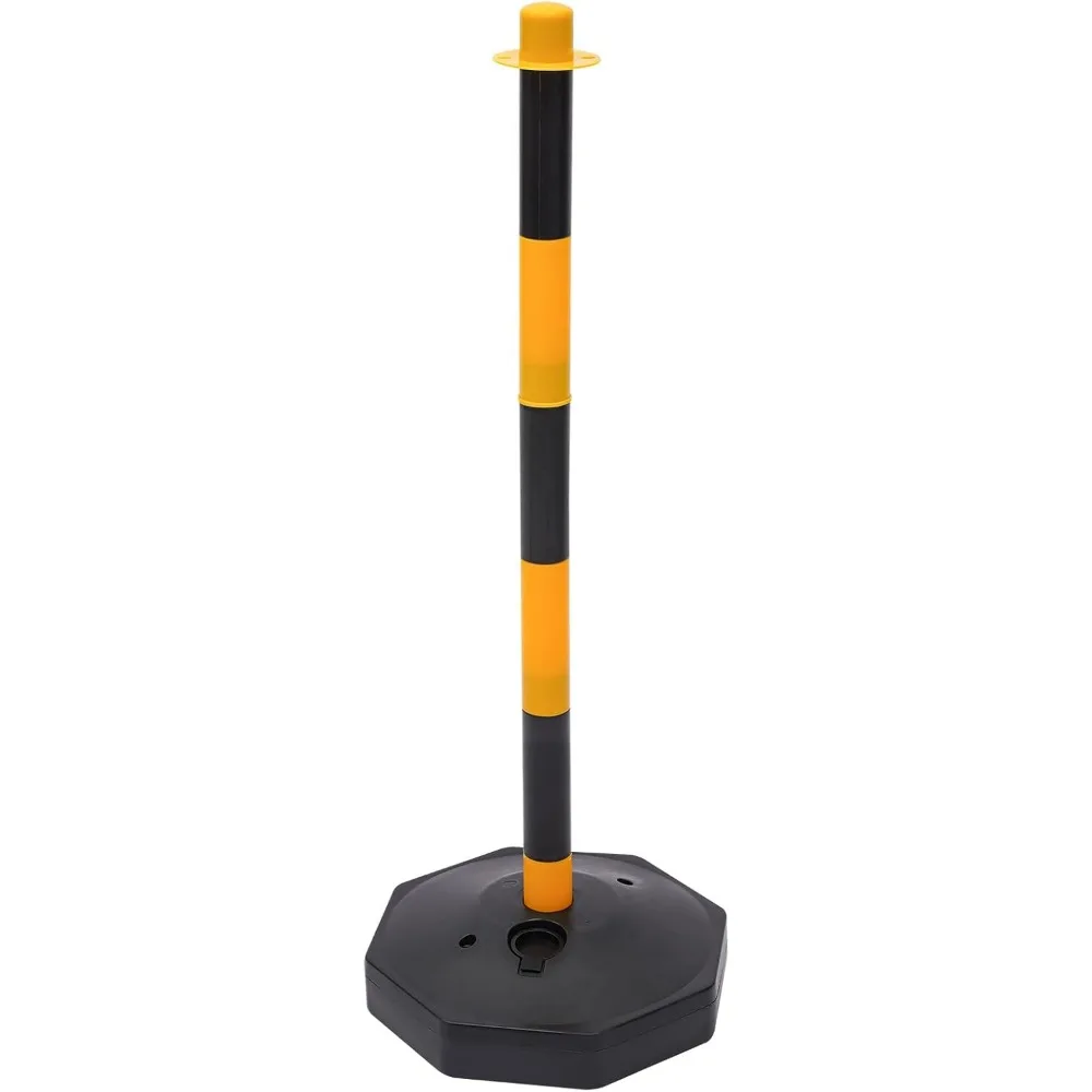 Barrier Post and Plastic Chain 28.5 x 85 cm Locking Post Chain Post Yellow Black Plastic Bollard Sets for Driveway Garage Gate