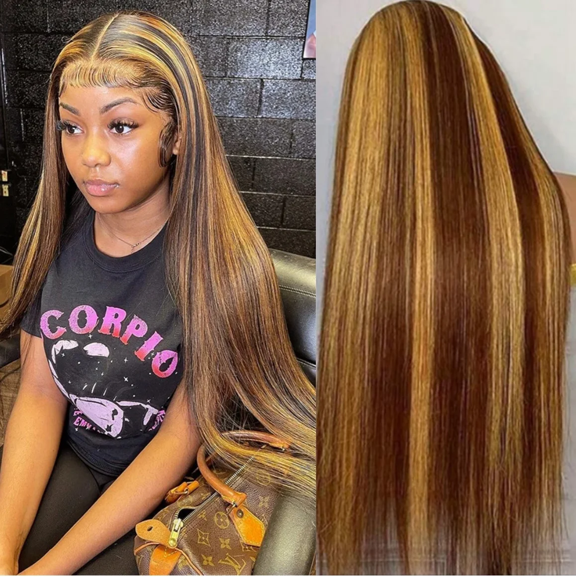 تسليط الضوء على مستقيم 13x4 HD الدانتيل الشفاف الجبهة خصلات الشعر المستعار الإنسان قبل قطعها العسل شقراء الملونة الدانتيل الباروكات الأمامية للنساء