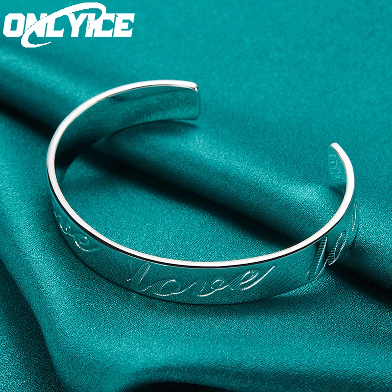 

Hot New 925 Sterling Silver Marking LOVE Bangles Bracelet For Women Man Wedding Engagement Party Fashion Jewelry Lovers Gift