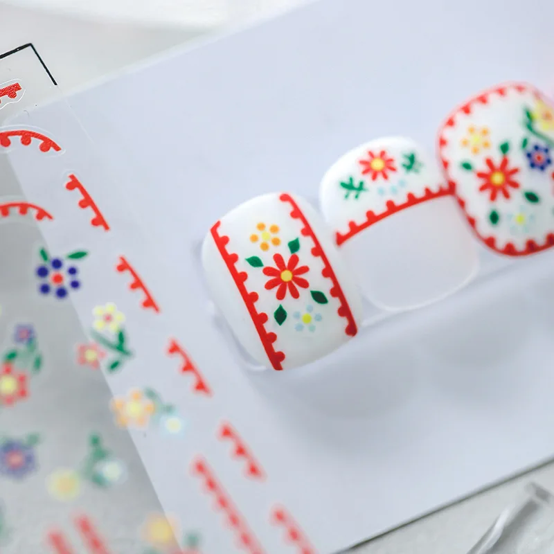 

1 Piece 5D Cute Colorful Flower Nail Sticker High-quality Little Tiger Soft Embossed Self-adhesive Nail Art Decoration Sticker