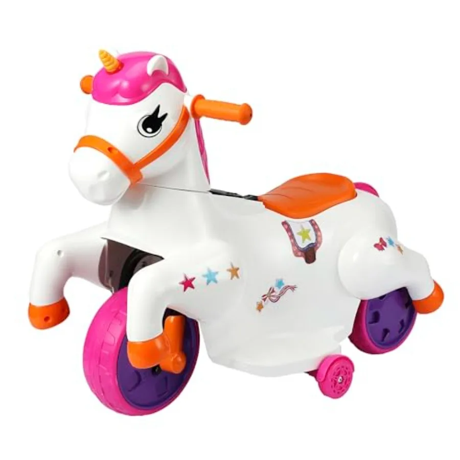 

Ride on Unicorn. Easy to Switch an Electric Rocking Horse. The Electric Unicorn Ride On Toy with Music FandR and Foot Pad. 6V 4