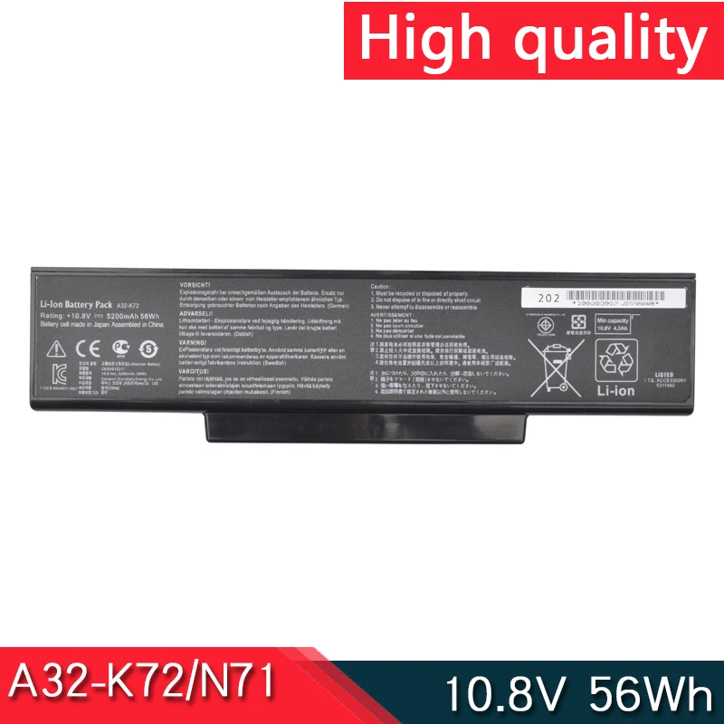 A32-K72 A32-N71 Для ASUS K72JK K72JL K72JM K72JO K72JQ K72JR K72JT K72JU K72JV K72JW K72K K72L K72N K72P K72Q X77V X77VG X77VN A32-K72 A32-N71 Для ASUS K72JK K72JL K72JM K72JO K72JQ K72JR K72JT K72JU K72JV K72JW K72K K72L K72N K72P K72Q X77V X77VG X77VN