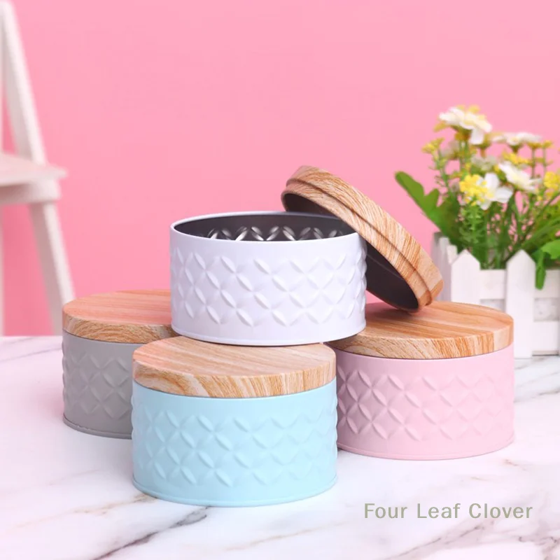 

High-End Wood Grain Tin Boxes Solid Metal Storage Box Coffee Tea Cans Candy Container Large Capacity Home Organizer