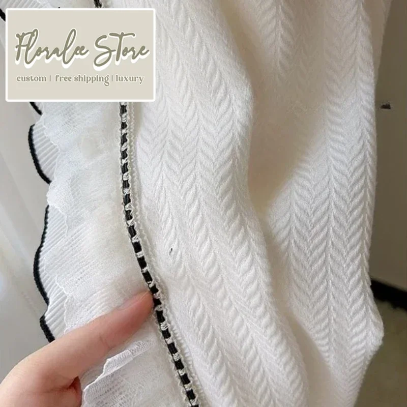 

French Romantic Jacquard Chenille White Tulle Thicken Luxury Sheer Curtains For Living Room Bedroom Dining Blackout Custom Size