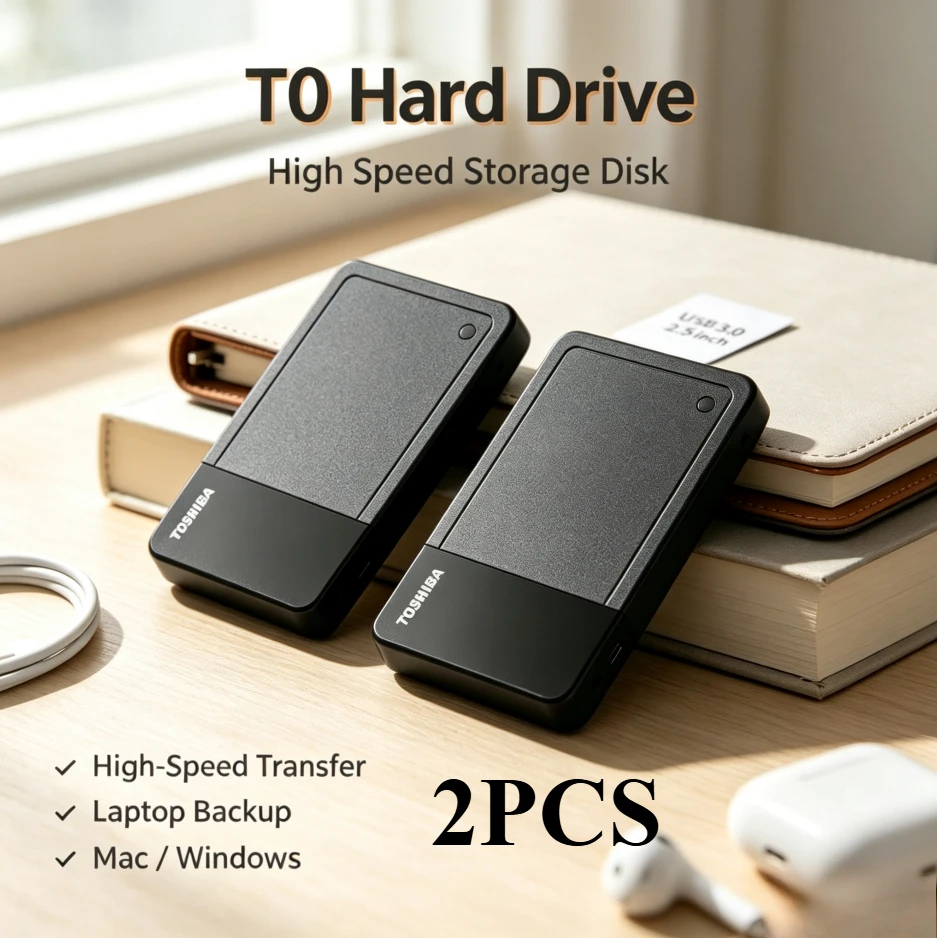 Brand+Toshiba T0 2PCS Portable External Hard Drive High Speed HDD Storage Disk For Mac Windows Laptop Android Phone Data Backup
