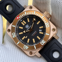 STEELDIVE Men Diver Watch 45mm CuSn8 Bronze Square Automatic Mechanical Wristwatch 100ATM Waterproof Luminous Sapphire NH35