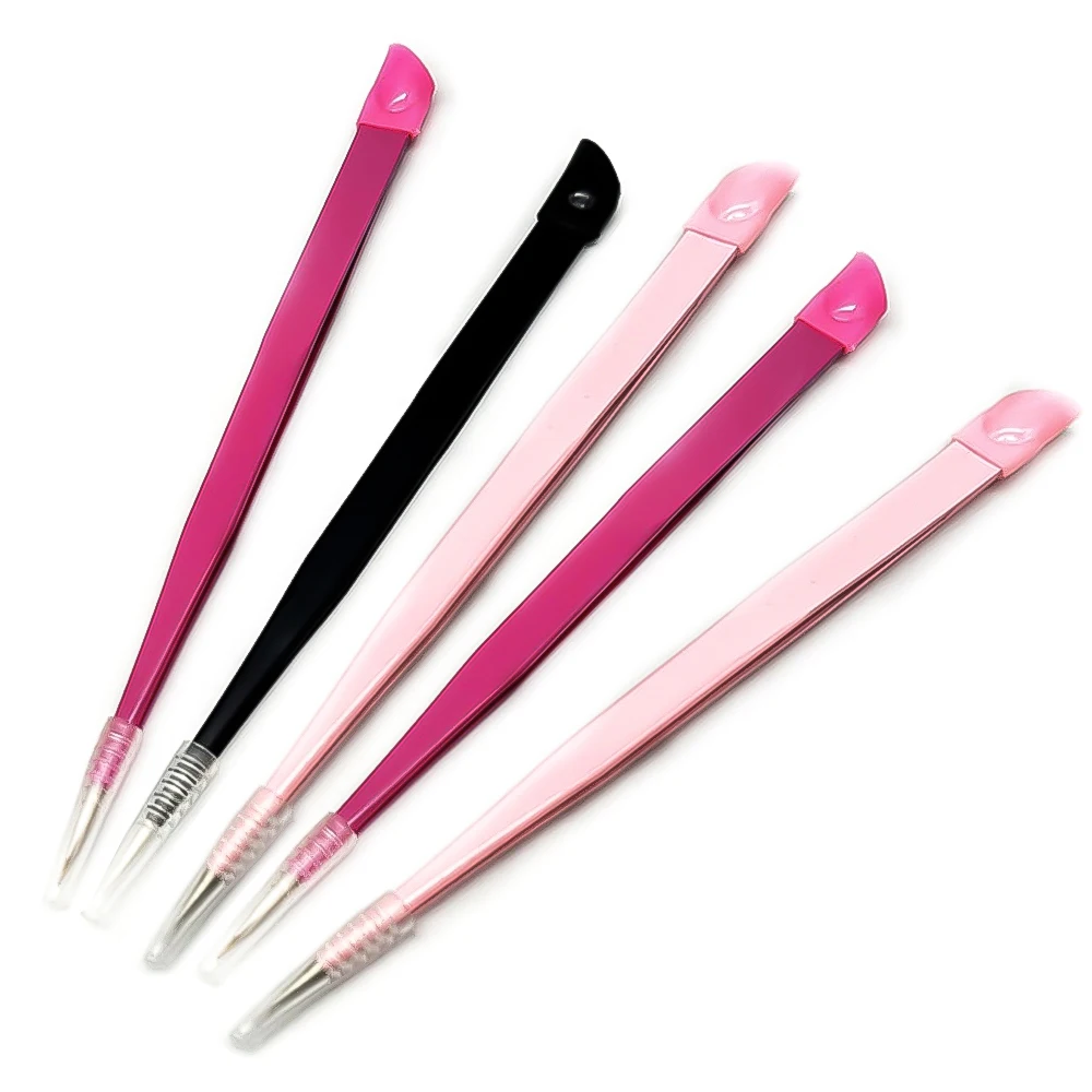 1pc pinças de aço inoxidável de duas cabeças silicone pressionando cabeça adesivos de unhas pinças de cílios postiços selecionador de strass