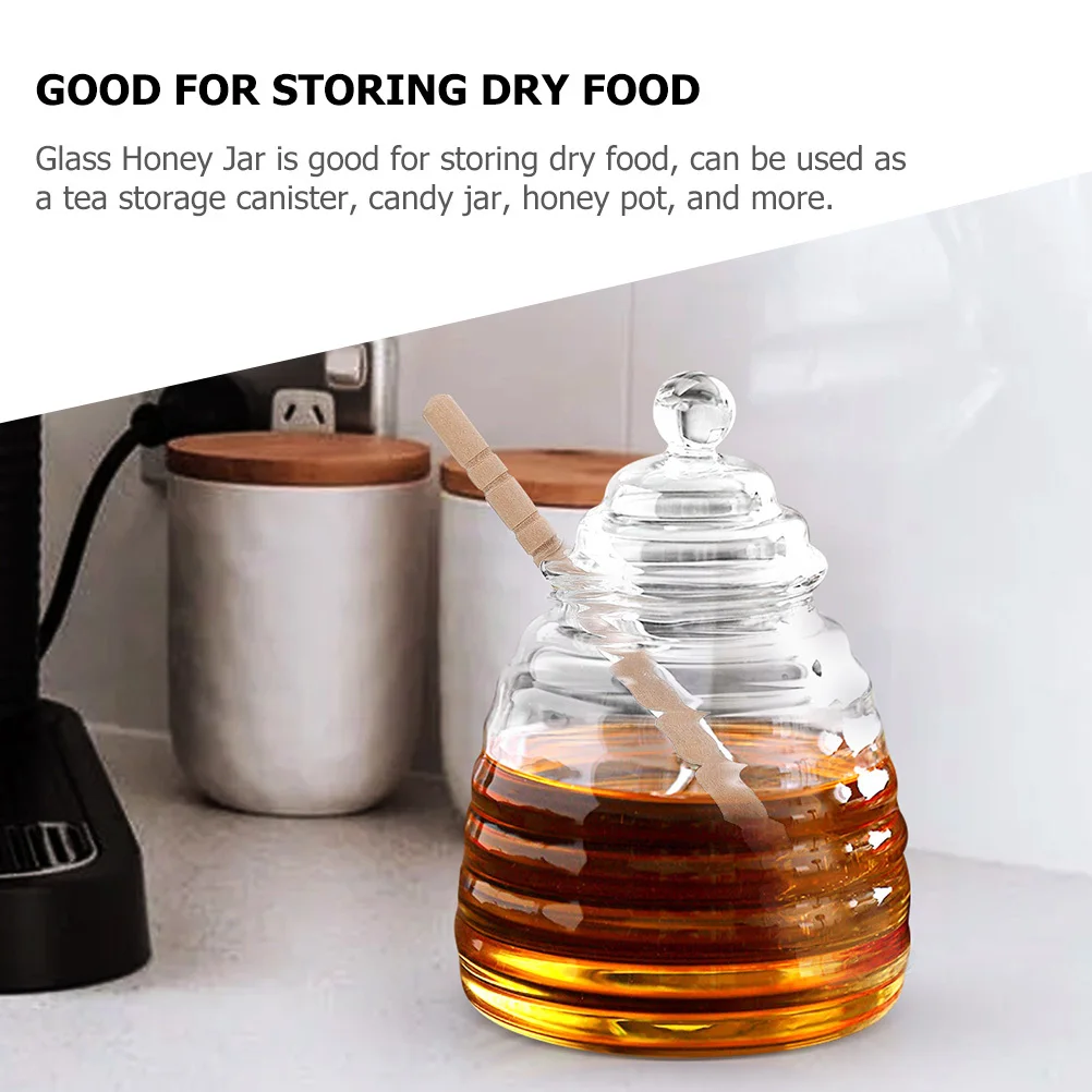 

1Set Compact Glass Honey Container Lidded Transparent Jar for Storing Food Tea Syrup Convenient Transparent Jar