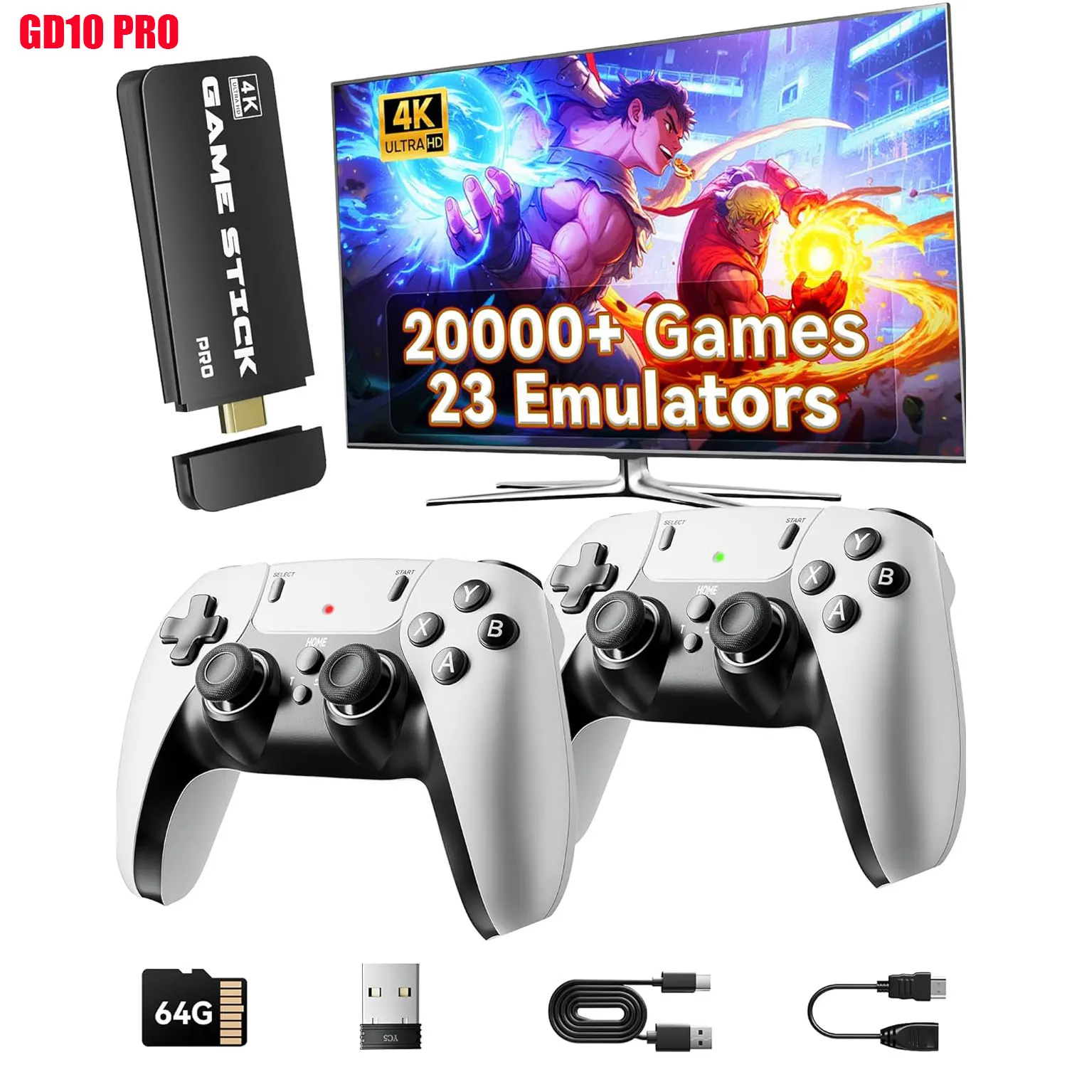 Nouvelle Console de jeu TV 128G intégrée 50000 jeux rétro 50 émulateurs vidéo Consola double manette de jeu sans fil X10 Pro bâton de jeu 4K  44