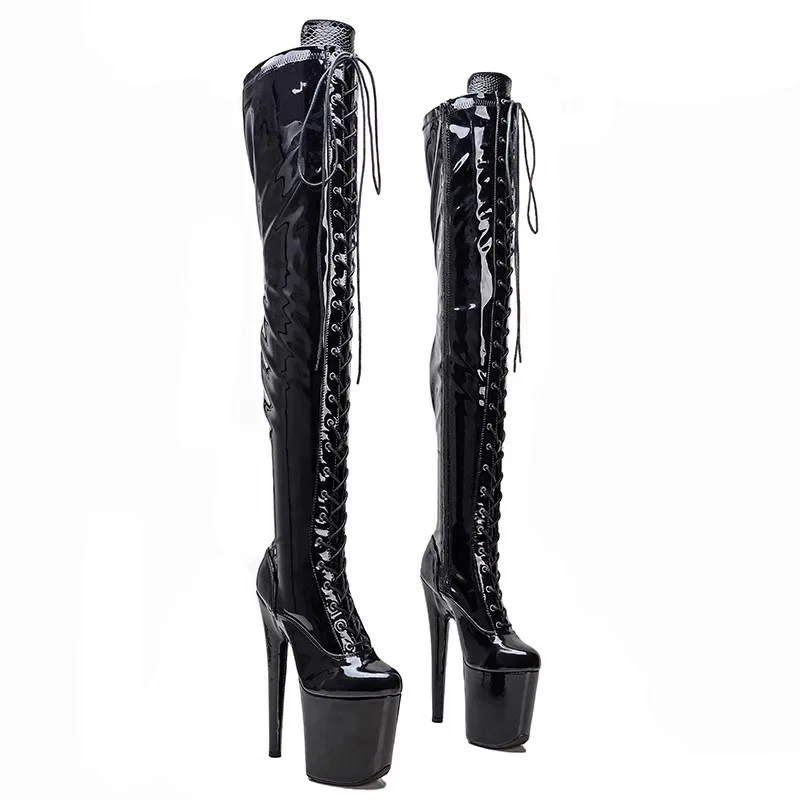 

LAIJIANJINXIA New 20CM/8Inch PU Upper Women's Platform Party High Heels Modern Over The Knee Boots Pole Dance Shoes 243-1