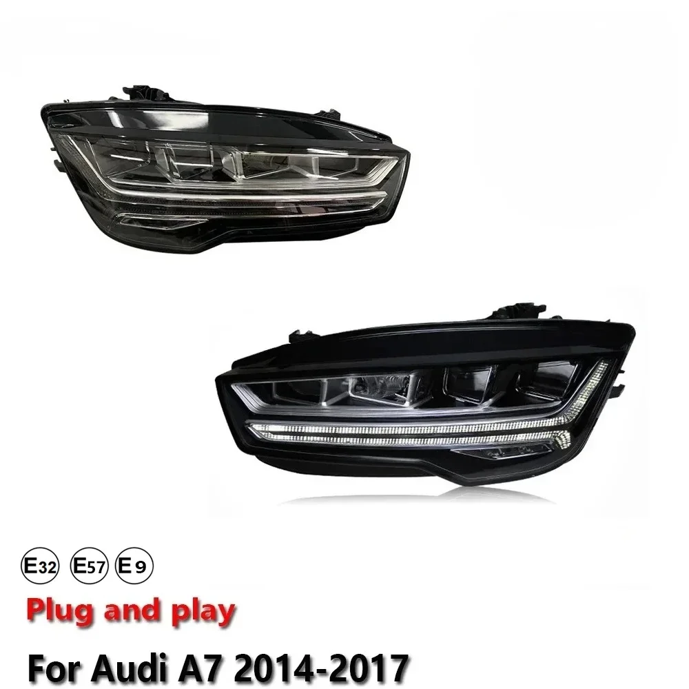 KQX Car Accessories LED Headlight Light For Audi A7 RS7 2014-2017 Projector Front Headlamp DRL Brake Turn Signal Lamp Plug and P