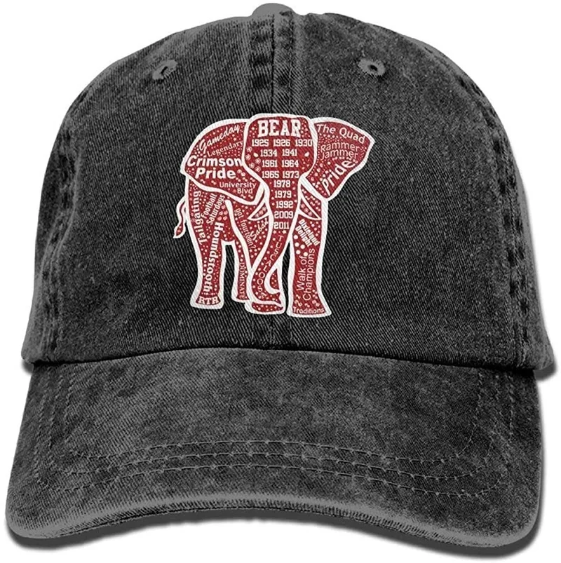 Unique Alabama Red Elephant Pattern Hat Unisex Vintage Cotton Snapback Caps Men Baseball Cap Hats Cotton Denim Cap