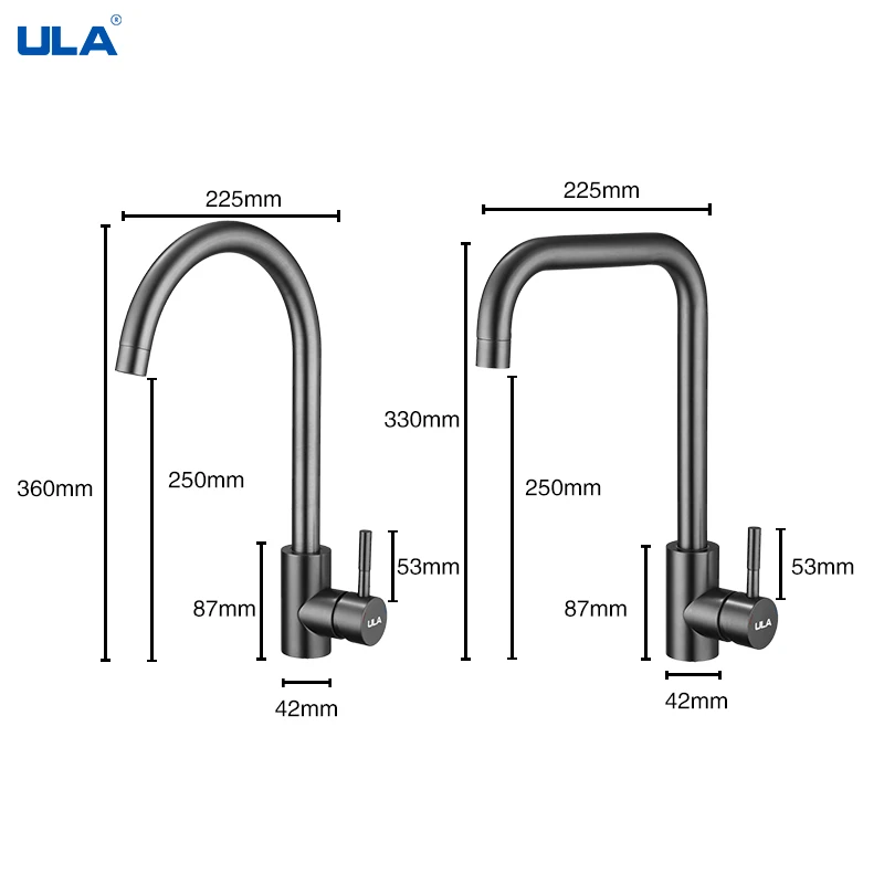 ULA flexible kitchen faucet 360 degree rotate grey kitchen mixer tap hot cold water sink tap faucet for kitchen