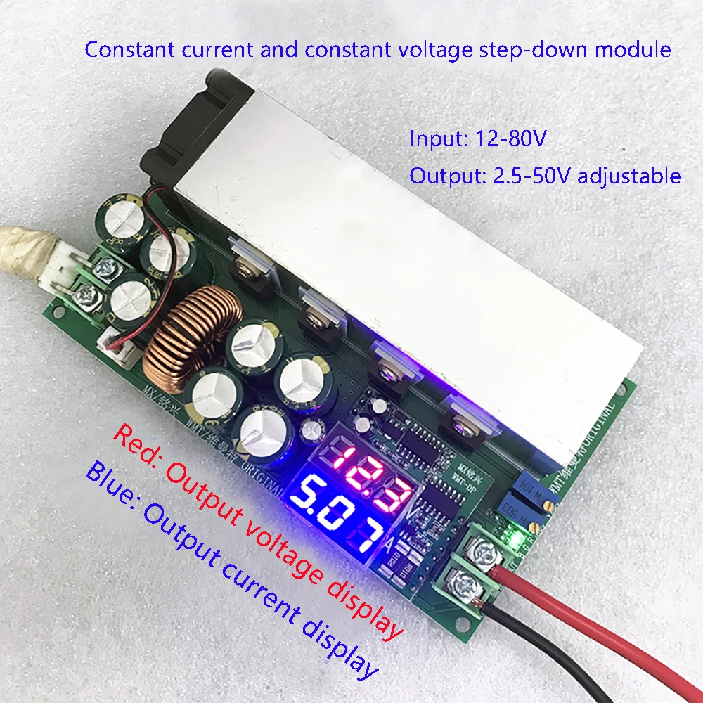 600W 20A Adjustable DC-DC Step Down Buck Converter Voltage Regulator 12V-80V to 2.5-50V Power Supply with Anti-Backflow Diode