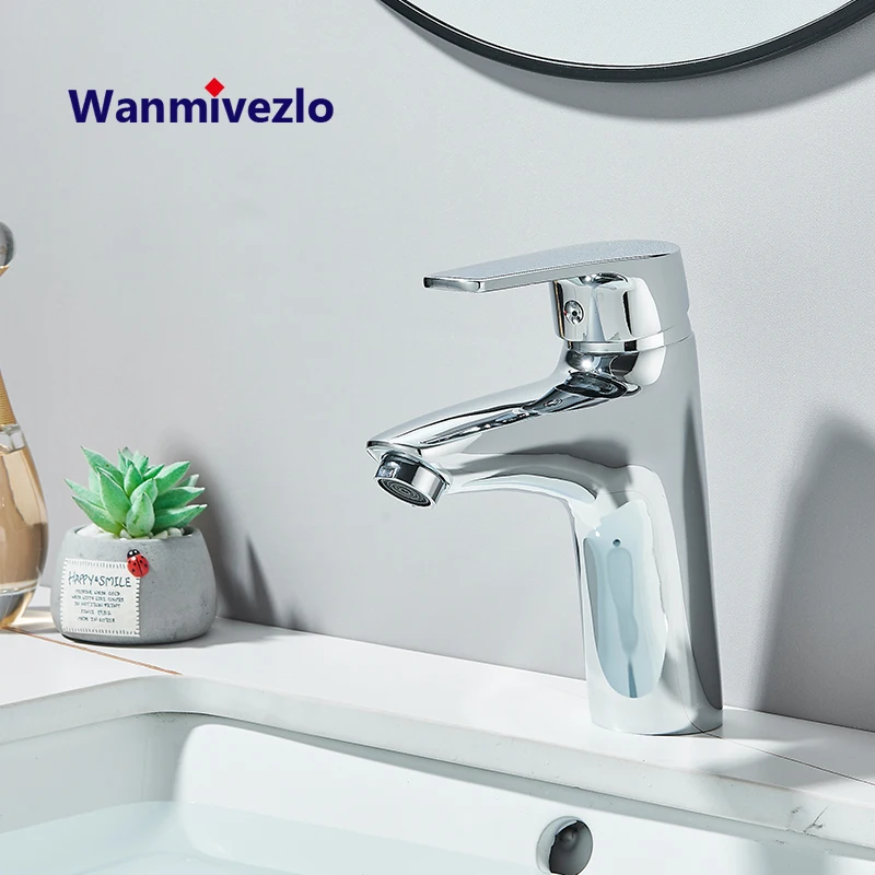 Wanmivezlo Zinc alloy Bathroom Faucet Hot and Cold Water Basin Faucest Face Wash Tap Deck Mounted Basin Mixer Water Taps