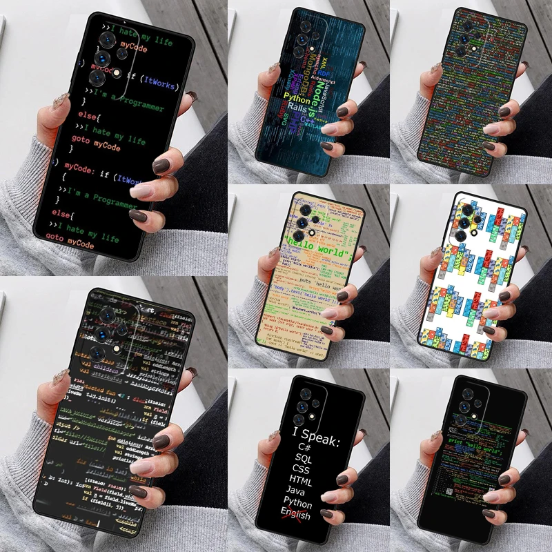 Programming Languages Phone Case For Samsung Galaxy S23 S21 S20 FE S24 S22 Ultra Note20 S10 S9 S8 Plus A40 A52 A12 A13 A53