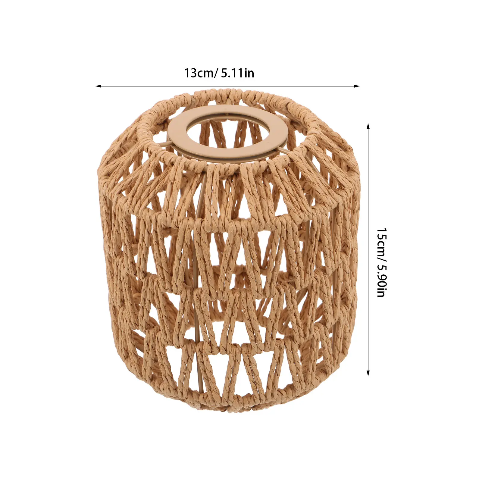 Rattan Style Lamp Shade: Simulation Woven Paper Rope Hanging Light Cover for Farmhouse Bohemian Interior Decor Commercial