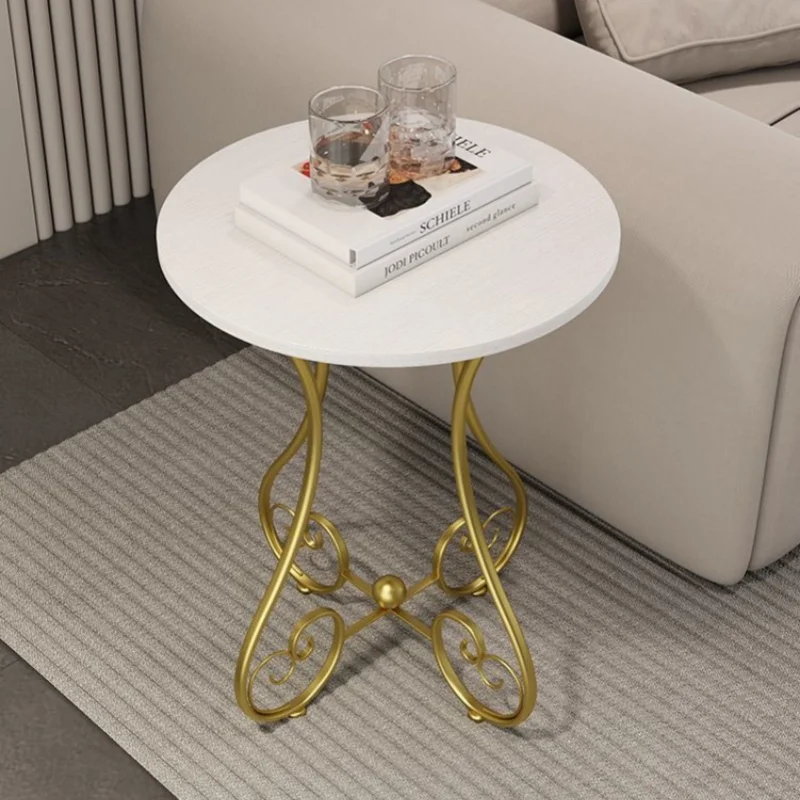 #¥Iron Side Table Small Round Coffee Table sofa side table Minimalist Balcony Bedroom Modern Simple