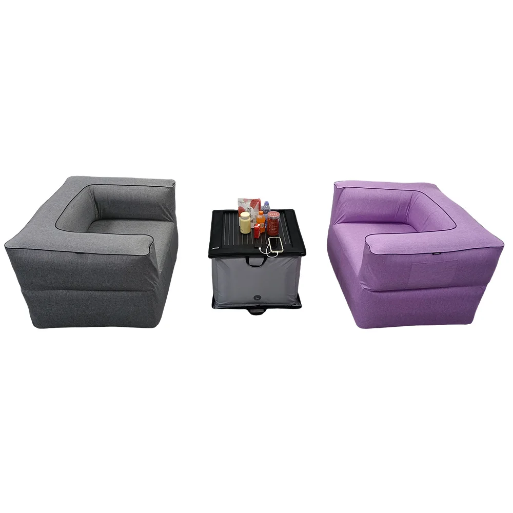 

Modern Customizable Portable Inflatable Sofa and Solar Table One Set Charge Your Phone for Camping Table for Family Travel