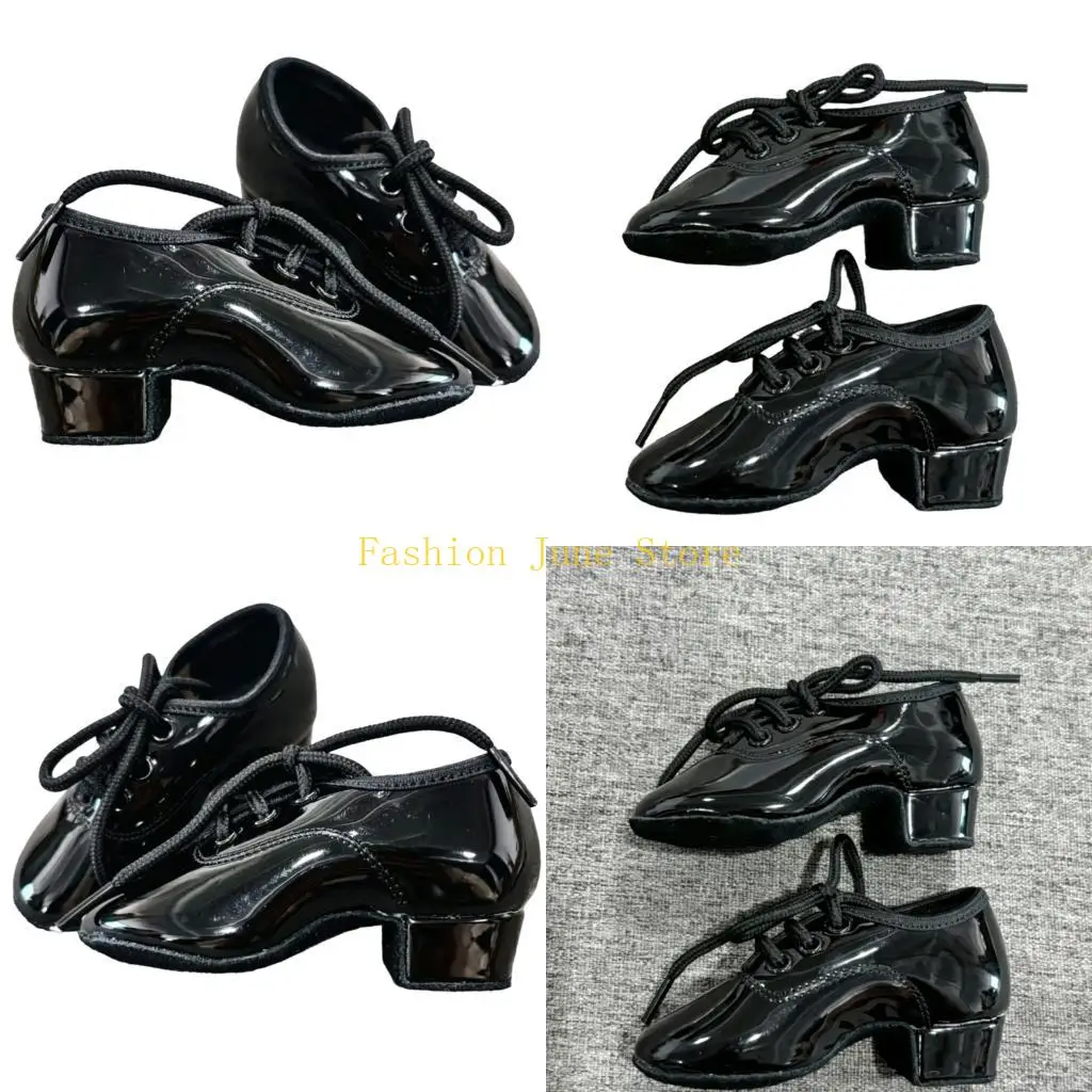 N5KA Black Patents Leather Dance Shoe Keychain Replicas For Bag Purse Decoration