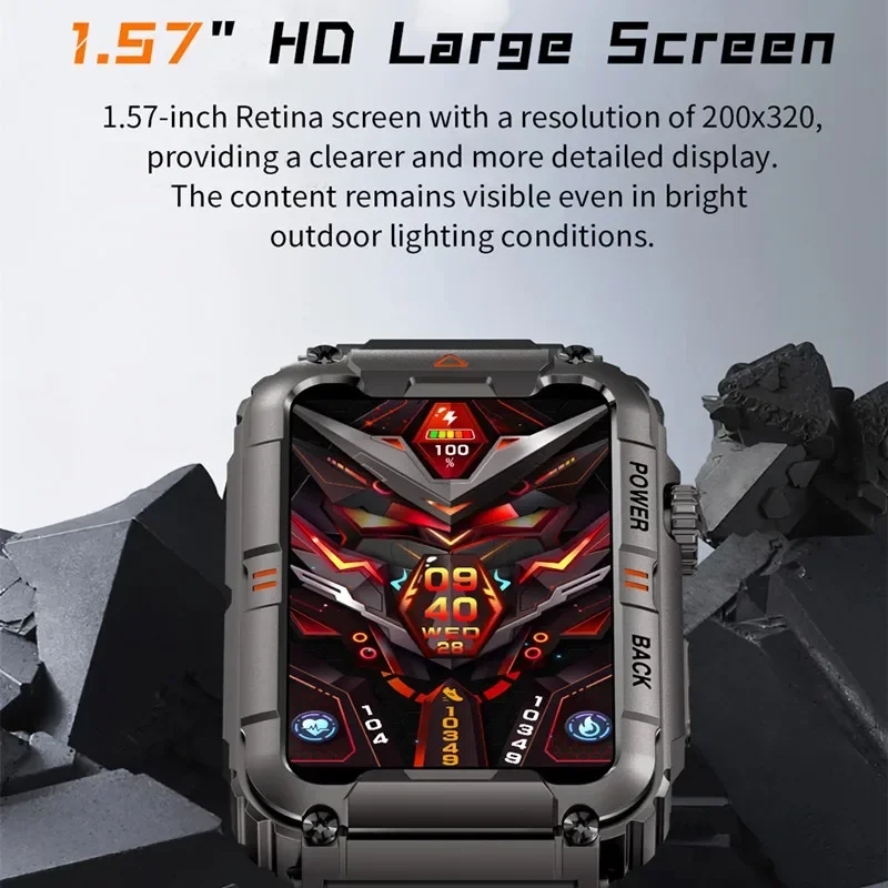 2024 Outdoor Smartwatch 1.57'' Ultra HD Display. 450mAh Battery. Bluetooth Call. Military-Grade Toughness Waterproof Sport Watch