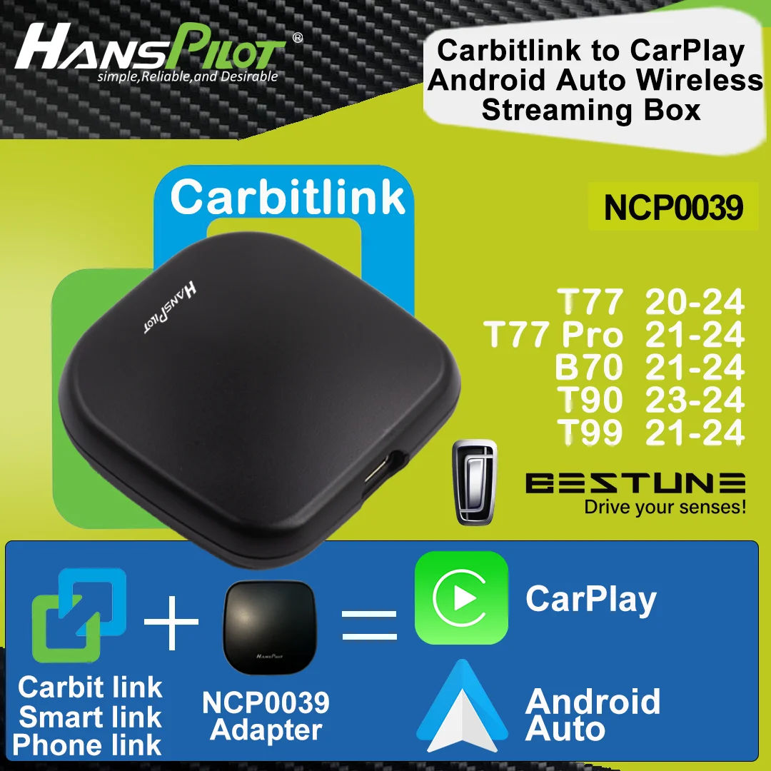 NCP0039 NCP0036 Bestune FAW T77 B70 T99 T90  carbitlink smartlink easy connection to Wireless CarPlay  Android Auto