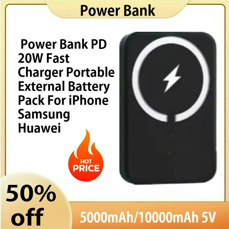 

5000mAh Magnetic Wireless Power Bank PD 20W Fast Charger Portable External Battery Pack For iPhone Samsung Huawei 2025