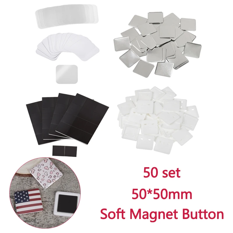 

50x50mm Refrigerator Magnets Badge Button Square Button Badge Material DIY Blank Pin Making Parts Punch Press Machine Supplies