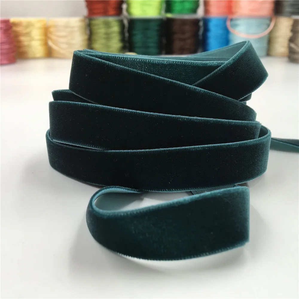 Dark Green Nylon Velvet Ribbon, Face única para decoração de casamento, Handmade Gift Embrulho, Bowknot DIY, 6mm, 9mm, 15mm, 25mm