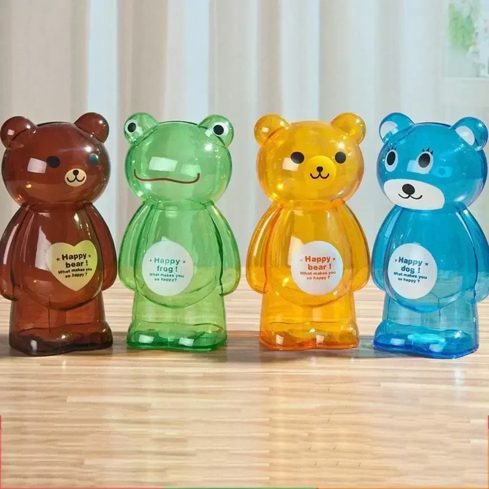 Kreatywny mały miś skarbonka przezroczysta moneta papierowe pieniądze skarbonka urocza skrytka depozytowa dzieci prezent świąteczny dekoracja na biurko