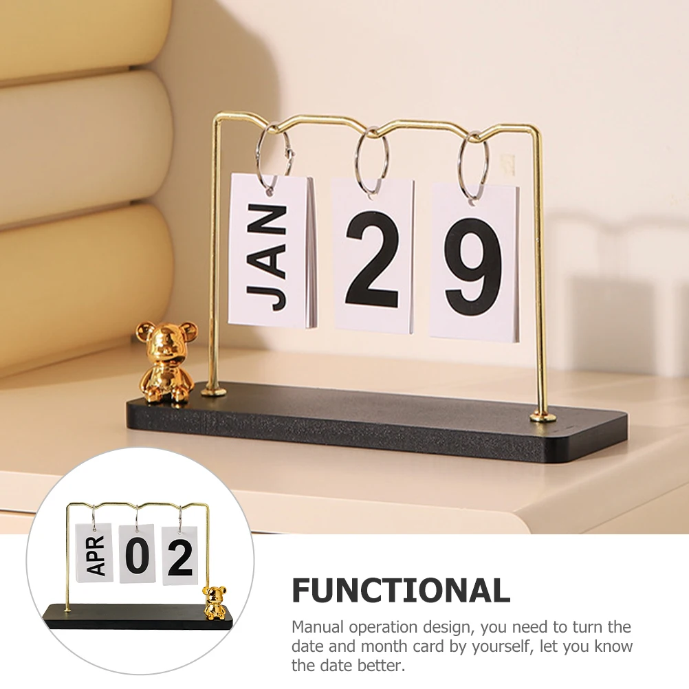 

Metal Calendar Ornaments Flip Desk Associates Women Office Desktop Home Decor Turn The Page Daily for Black Western