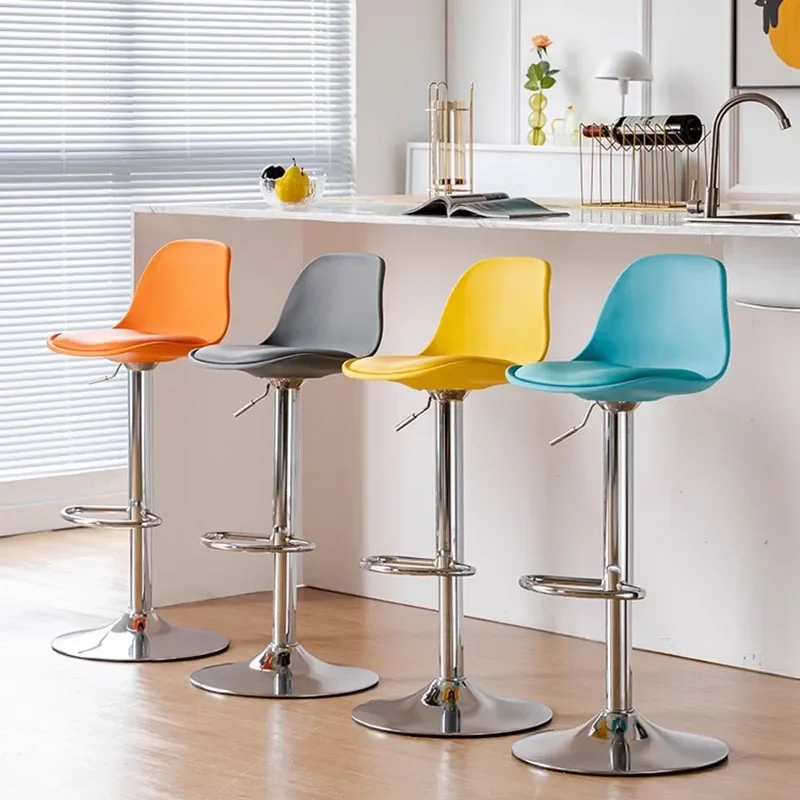 

Современный простой барный стул с регулировкой высоты, спинкой и поворотным механизмом для дома, кухонного острова, стойки кассира, высокого стула для сидения
