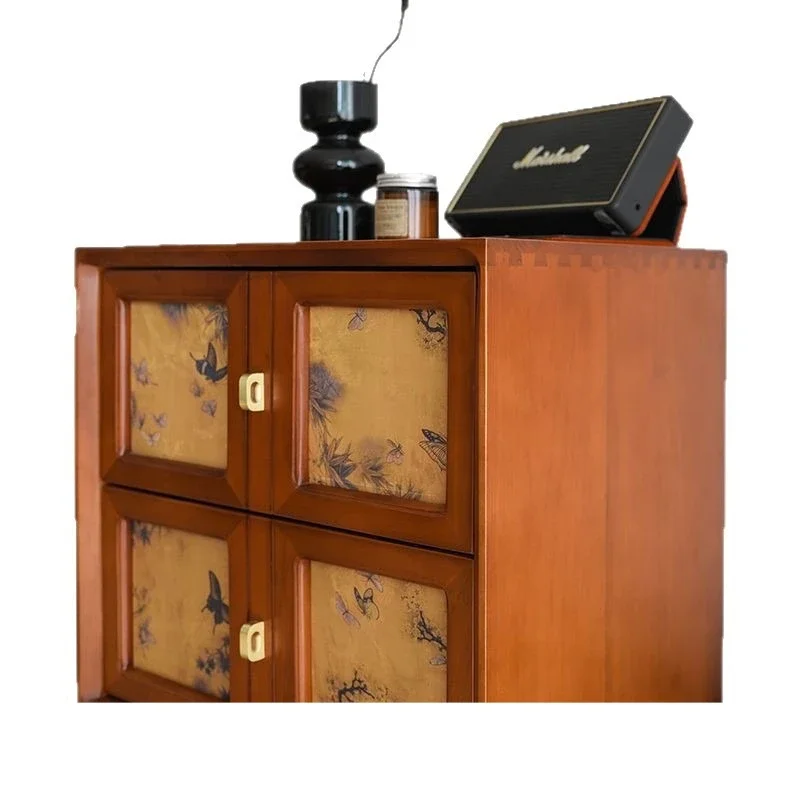 

yarn TV cabinet solid wood bedside table card door cabinet bedroom locker against the wall retro black chest cabinet