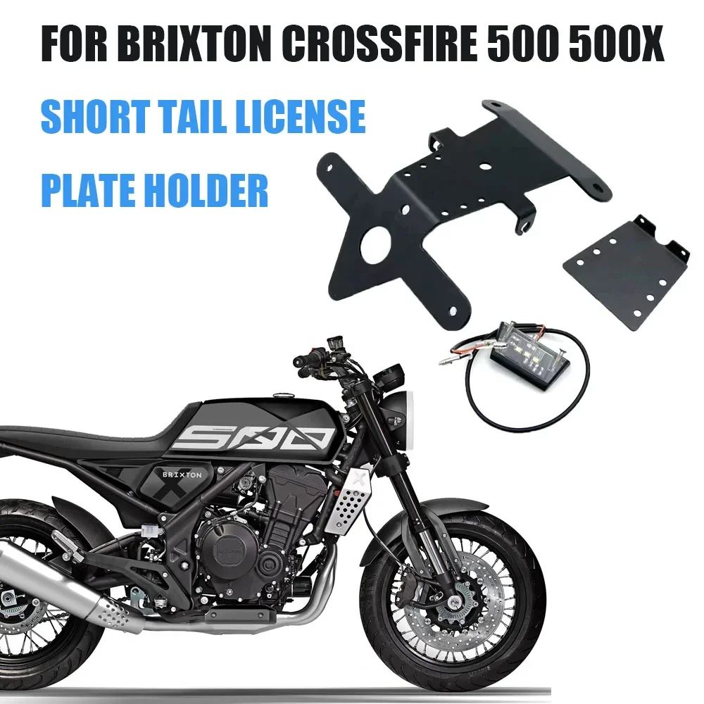 For Brixton Crossfire 500 500X Short Tail License Plate Frame Motorcycle Accessories Locomotive Folding License Plate Frame